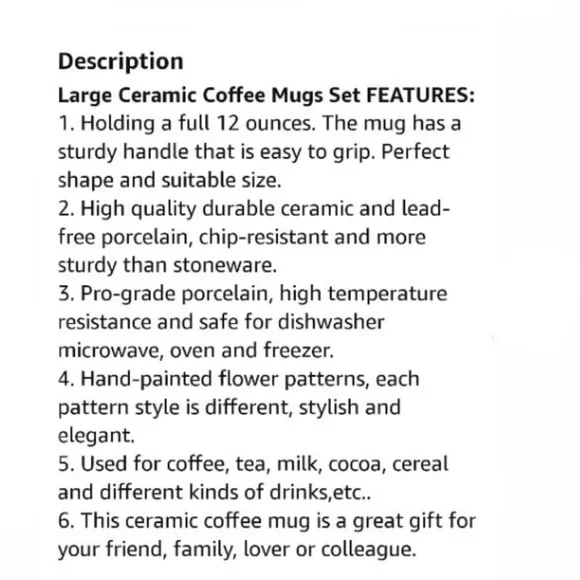 Super Yes Coffee-Mug, Handmade Hand-painted Floral Ceramic-Mug, 12 OZ Cup - Picture 6 of 7